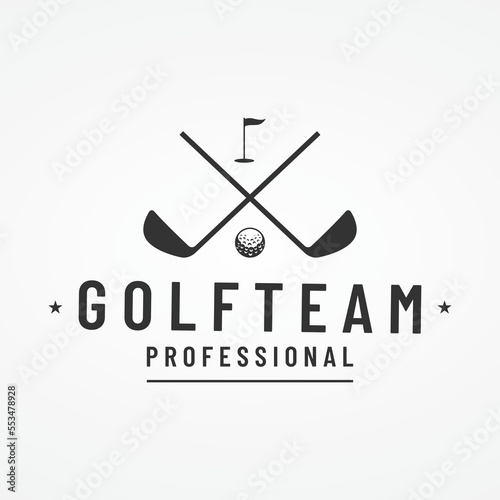 Golf ball and golf club logo design. Logo for professional golf team, golf club, tournament, business, event.