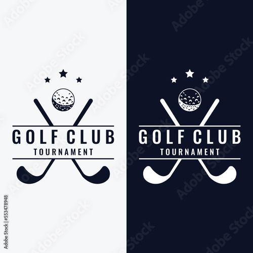 Golf ball and golf club logo design. Logo for professional golf team, golf club, tournament, business, event.