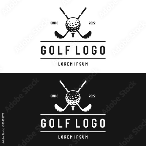 Golf ball and golf club logo design. Logo for professional golf team, golf club, tournament, business, event.