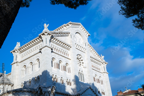 Monaco / Francia - December 10, 2022: Cathedral of Our Lady of the Immaculate Conception, also known as Saint Nicholas Cathedral, Montecarlo, Monaco, France, Europe