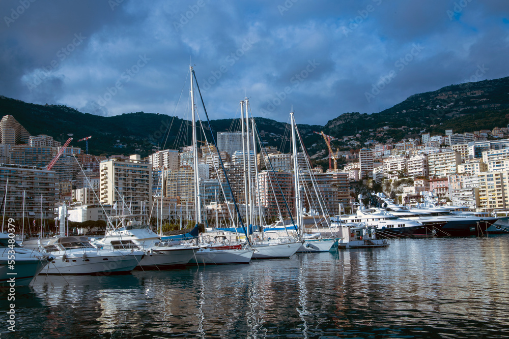 Monaco / Francia - December 10, 2022: Montecarlo town view, Montecarlo, Monaco, France, Europe