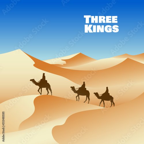 Vector illustration of Three Kings Day.  Epiphany day.  