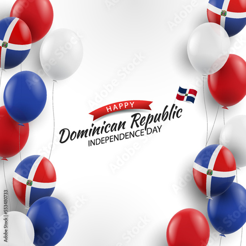 Vector iIlustration of Independence Day in the Dominican Republic. Background with balloons 
