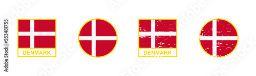 Free Download Set of flag of Denmark in square and round shape isolated on white background. vector illustration - GFXLoad