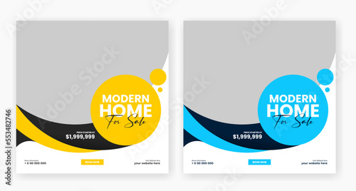 Real estate home sale marketing social media banner post template