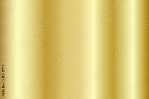 Gold foil texture background. Metal shiny gradient. Glossy surface with reflection and scratches. Realistic backdrop. Vector illustration.