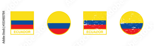 Free Download Set of flag of Ecuador in square and round shape isolated on white background. vector illustration - GFXLoad