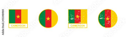Free Download Set of flag of Cameroon in square and round shape isolated on white background. vector illustration - GFXLoad