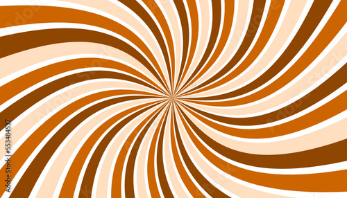 Abstract swirling radial pattern background. Vintage sun rays. Caramel color concept.