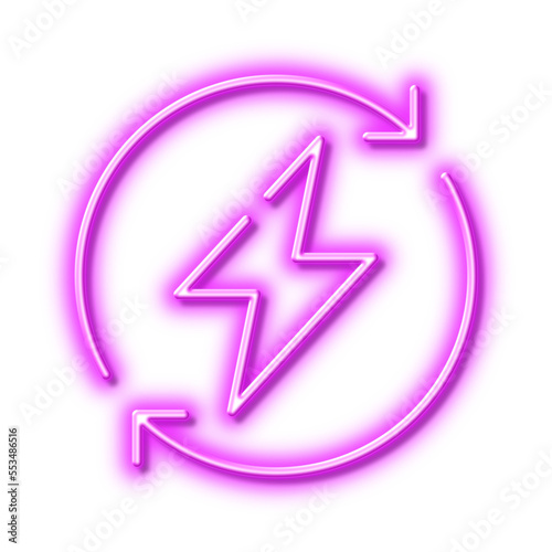 Renewable power line icon. Update electric energy sign. Neon light effect outline icon.