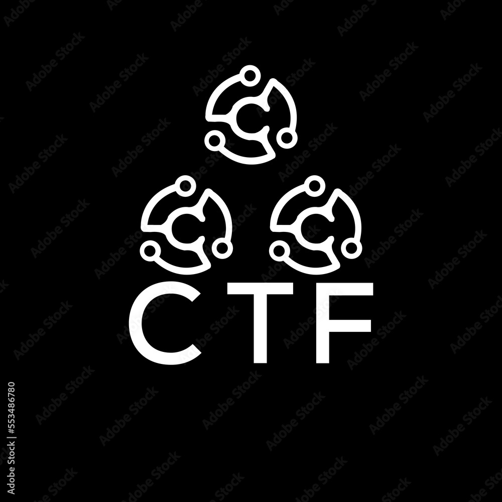 CTF letter logo. CTF best black background vector image. CTF Monogram ...