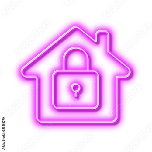 Lock line icon. Home protection sign. Neon light effect outline icon.