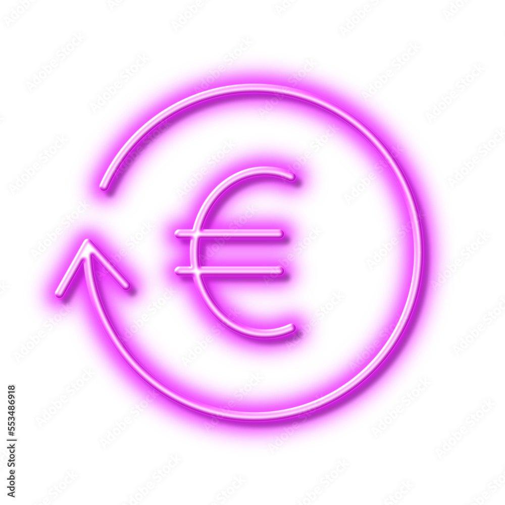 Euro Money exchange line icon. Banking currency. Neon light effect outline icon. Euro Money exchange line icon. Banking currency. Neon light effect outline icon.
