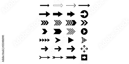 Set of black and white arrows  Collection of illustrated arrows  signs  icons