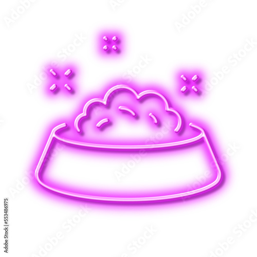 Dog feeding line icon. Pets food sign. Neon light effect outline icon.