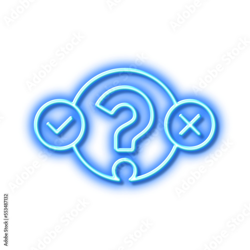 Quiz test line icon. Select answer sign. Neon light effect outline icon.