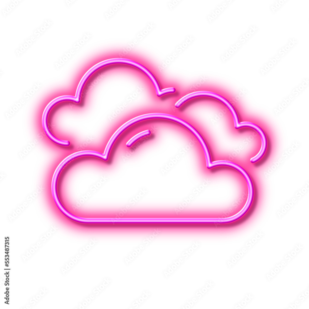 Cloudy weather line icon. Clouds sign. Sky. Neon light effect outline icon. Cloudy weather line icon. Clouds sign. Sky. Neon light effect outline icon.