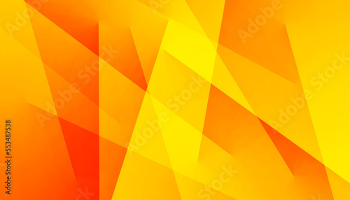 Yellow orange red abstract background for design. Geometric shapes. Triangles, squares, stripes, lines. Color gradient. Modern, futuristic. Colorful. Bright.  Web banner.