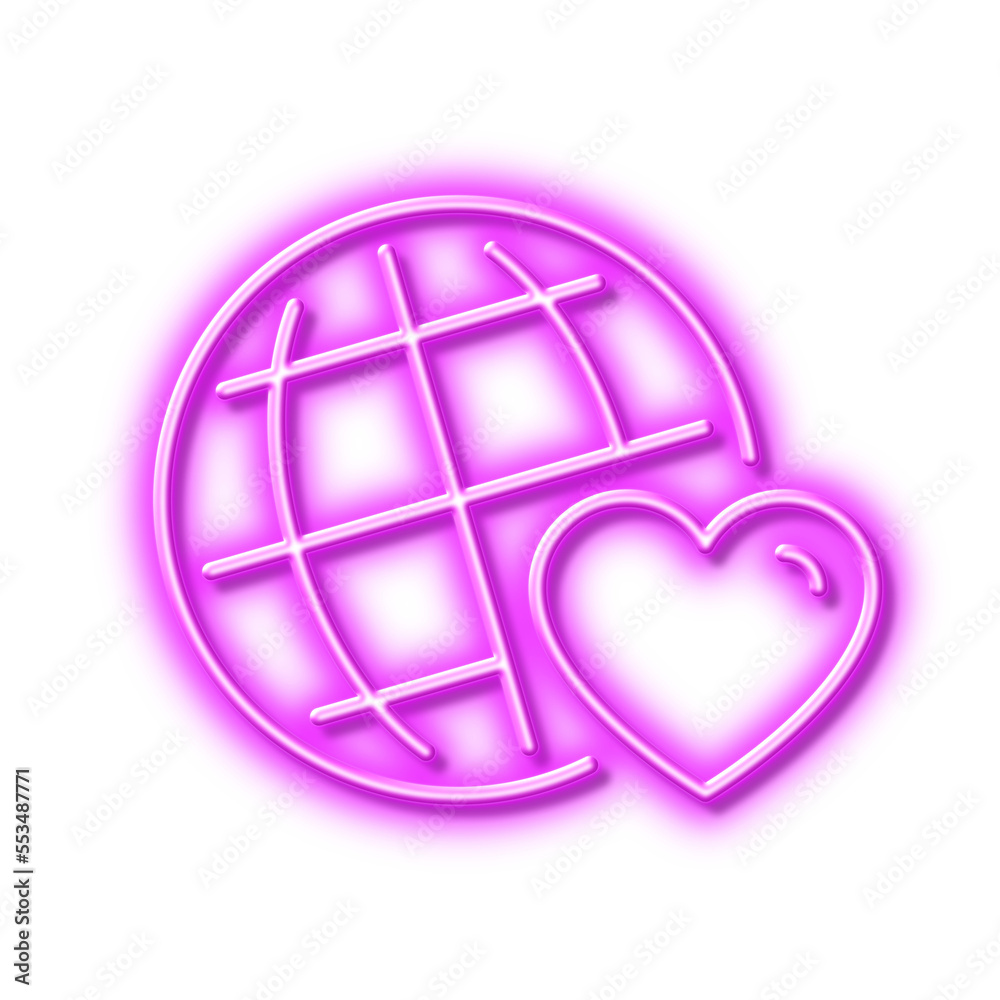 Friends world line icon. Friendship love sign. Assistance business. Neon light effect outline icon. Friends world line icon. Friendship love sign. Assistance business. Neon light effect outline icon.