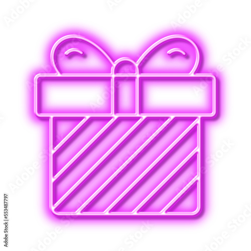 Gift box line icon. Present sign. Neon light effect outline icon.