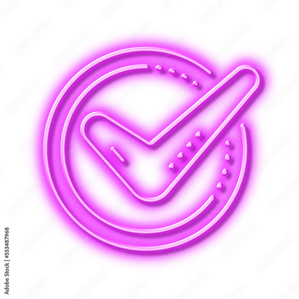 Check mark line icon. Accepted or Approve sign. Neon light effect ...