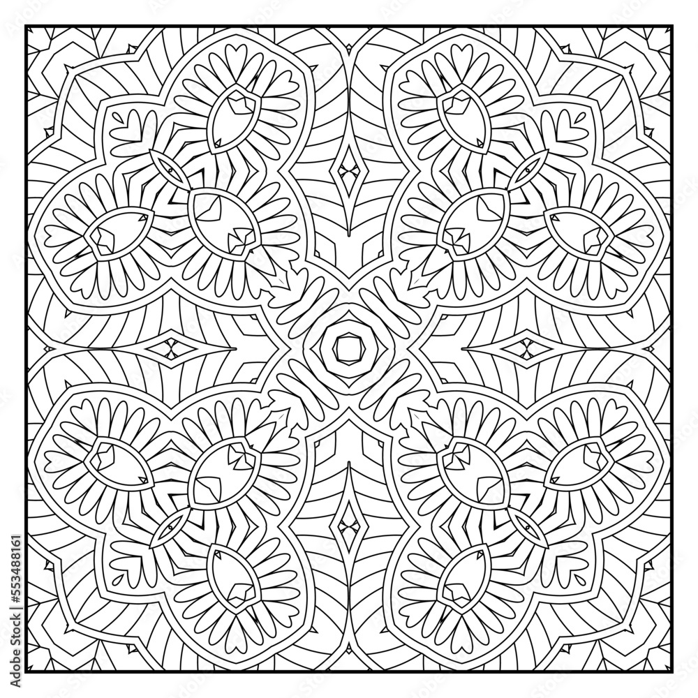 Fototapeta premium Mandala coloring page for adults. Mandala background. Mandala pattern coloring page. Hand drawn mandala pattern background. Vector black and white coloring page for coloring book.