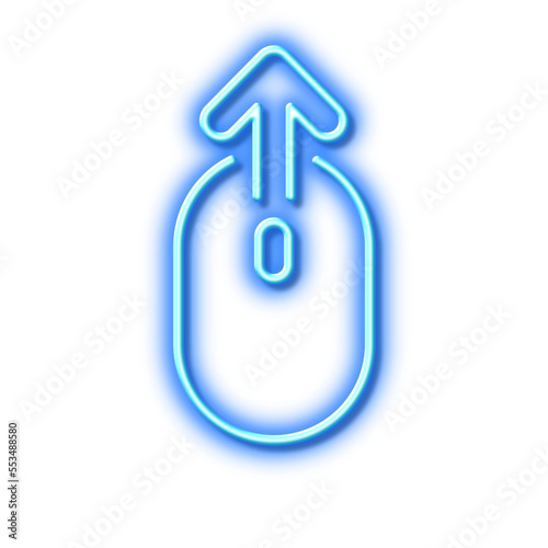 Swipe up mouse line icon. Scrolling arrow sign. Landing page scroll. Neon light effect outline icon.