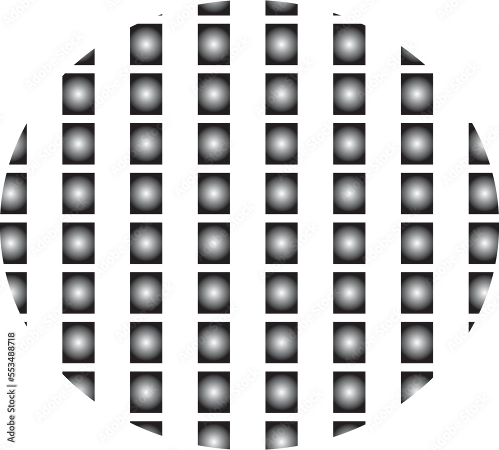 Obraz premium Abstract vector circle frame halftone dots logo emblem design element for medical, treatment, cosmetic. Round border Icon using halftone circle dots raster texture.