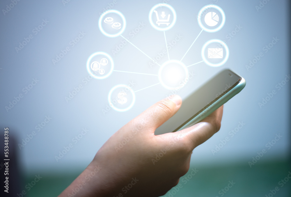 Woman using mobile phone for online shopping Woman using mobile phone for online shopping