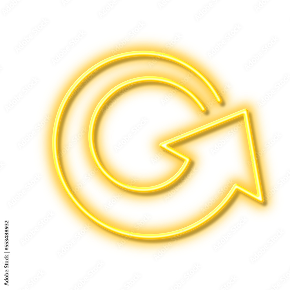 Reload arrow line icon. Update Arrowhead. Neon light effect outline icon. Reload arrow line icon. Update Arrowhead. Neon light effect outline icon.