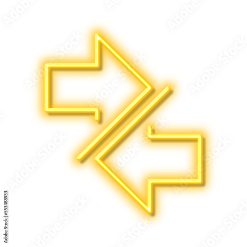 Synchronize arrows line icon. Arrowheads. Neon light effect outline icon.