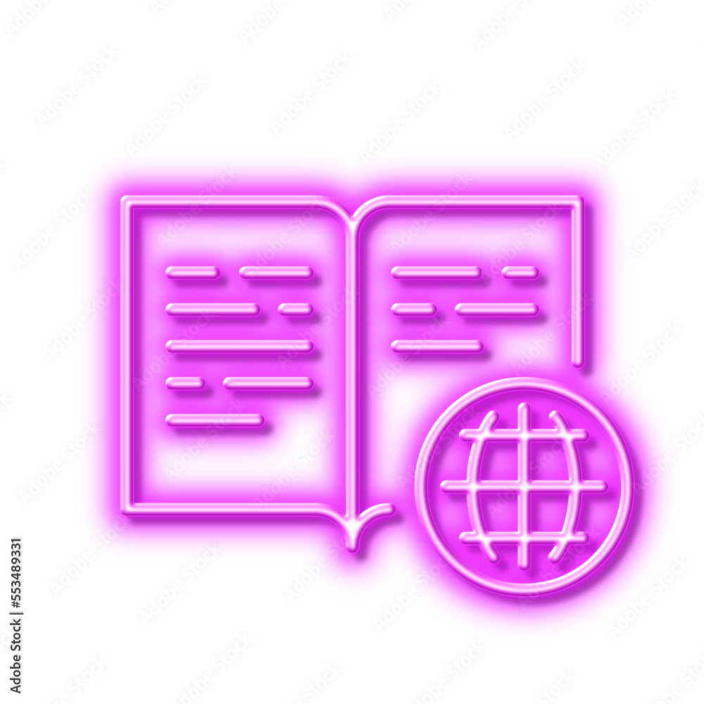 Internet book line icon. Web document sign. Neon light effect outline icon. Internet book line icon. Web document sign. Neon light effect outline icon.
