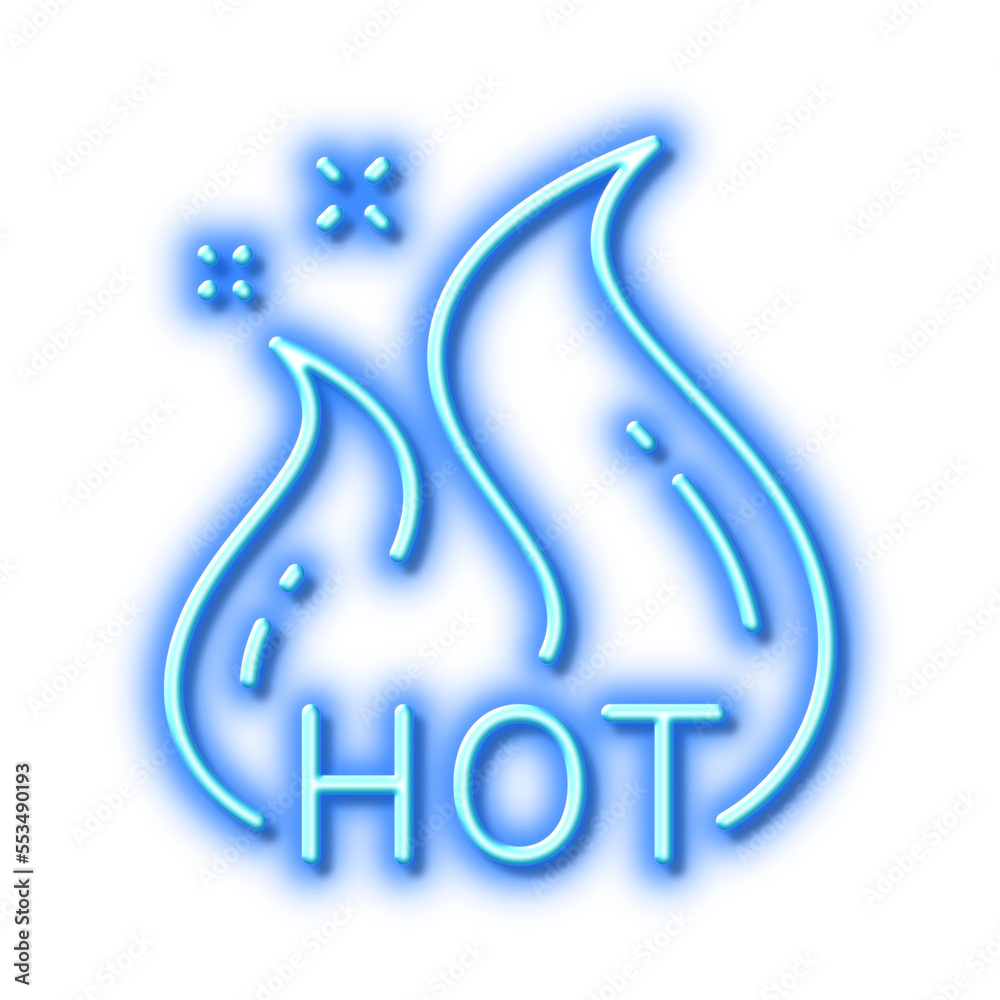 Hot sale line icon. Shopping flame sign. Neon light effect outline icon. Hot sale line icon. Shopping flame sign. Neon light effect outline icon.