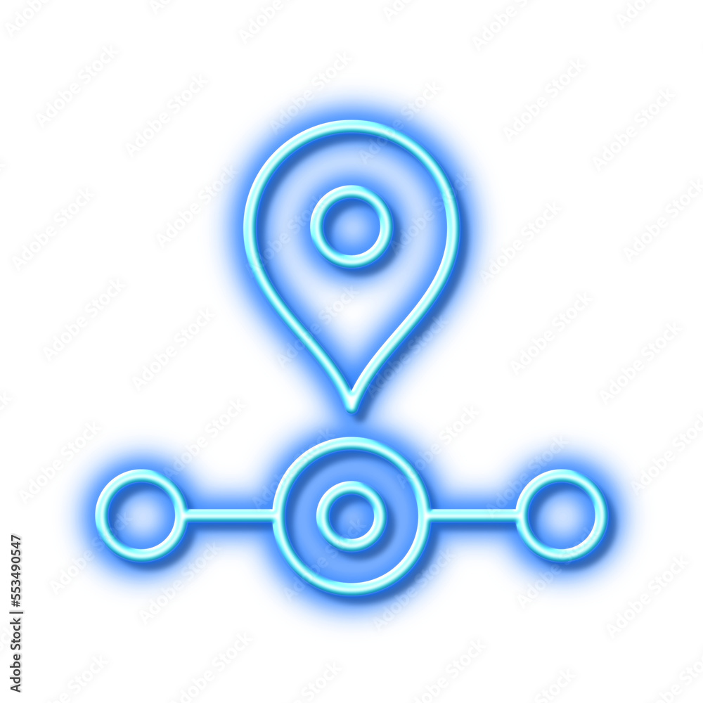 Station line icon. Subway journey path sign. Neon light effect outline icon. Station line icon. Subway journey path sign. Neon light effect outline icon.