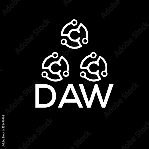 DAW letter logo. DAW best black background vector image. DAW Monogram logo design for entrepreneur and business.
