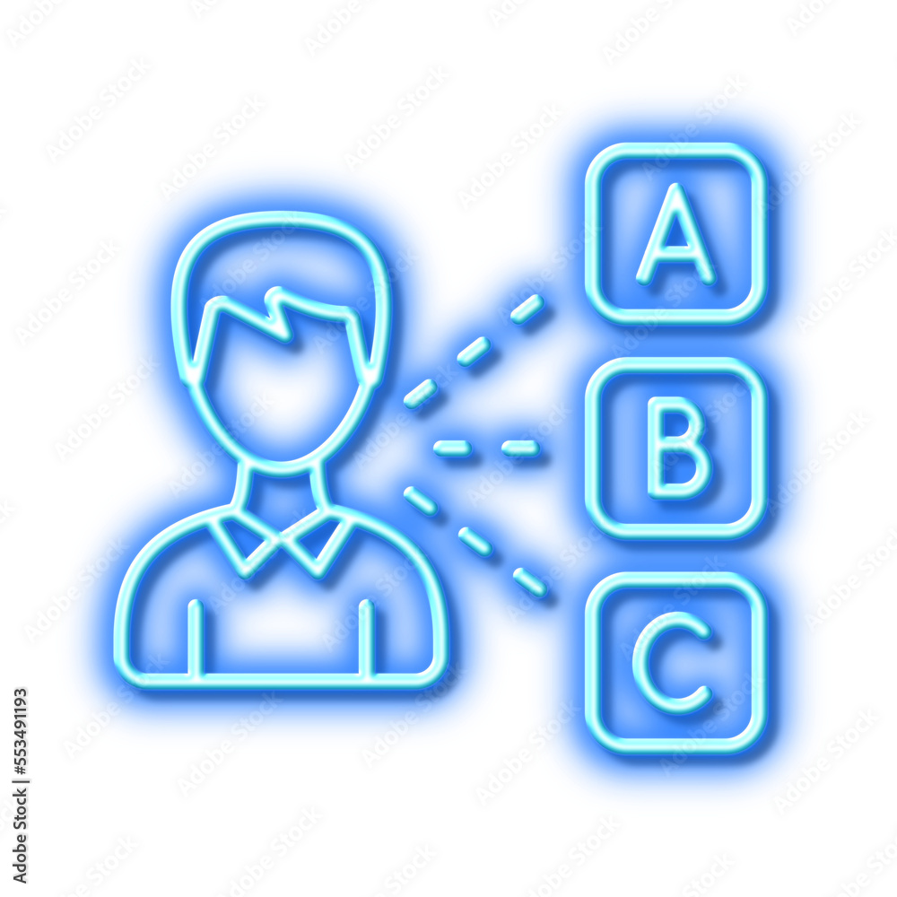 Opinion line icon. Select answer sign. Neon light effect outline icon. Opinion line icon. Select answer sign. Neon light effect outline icon.