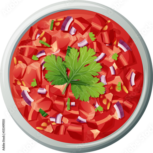 Salsa sauce on an isolated background. Traditional Mexican food. Delicious food vector illustration