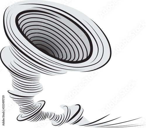 Tornado vector icon destructive natural vortex. Stylized hurricane. Natural disaster logo. Vector illustration of a weather cataclysm.