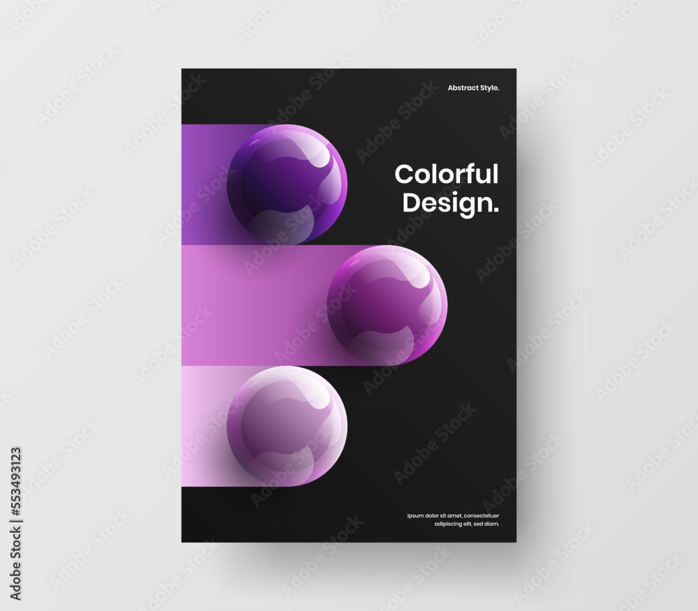 Abstract pamphlet vector design concept. Bright 3D balls corporate identity layout. Abstract pamphlet vector design concept. Bright 3D balls corporate identity layout.