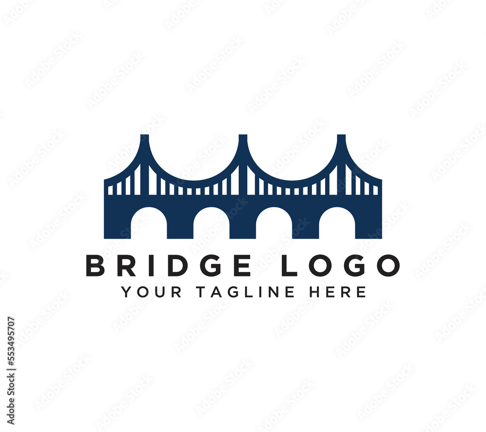 Bridge logo design on white background, Vector illustration.