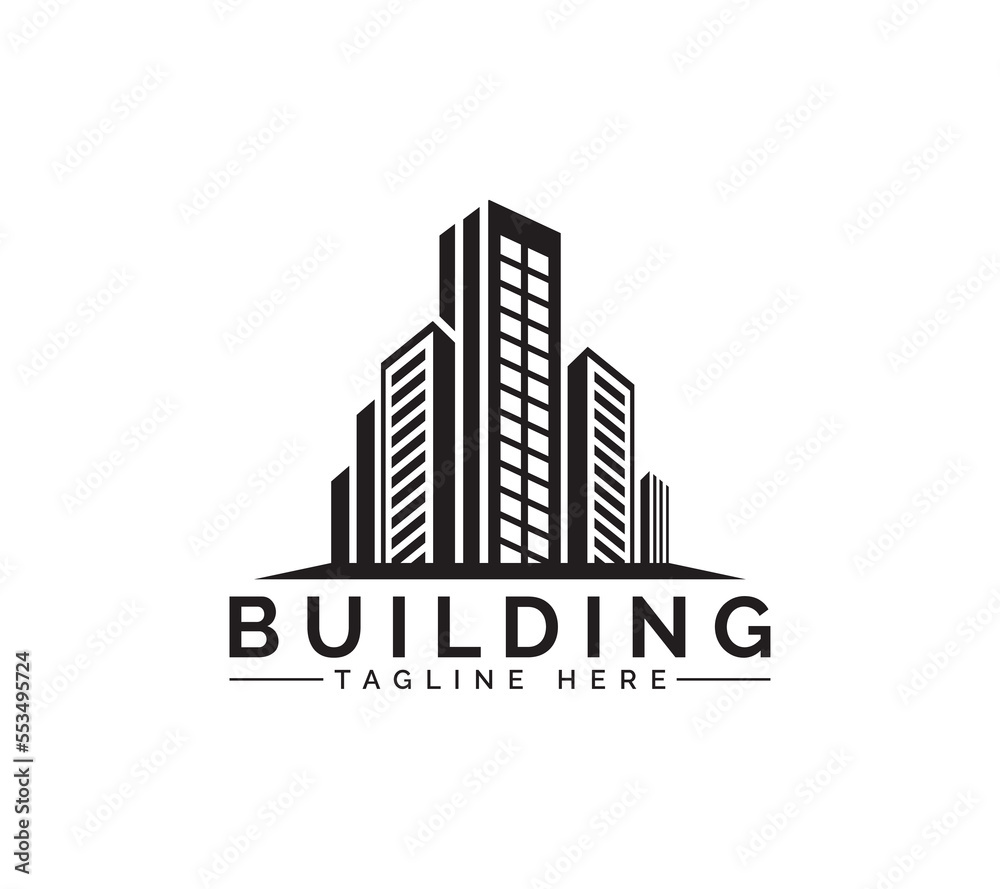 Building logo design on white background, Vector illustration.
