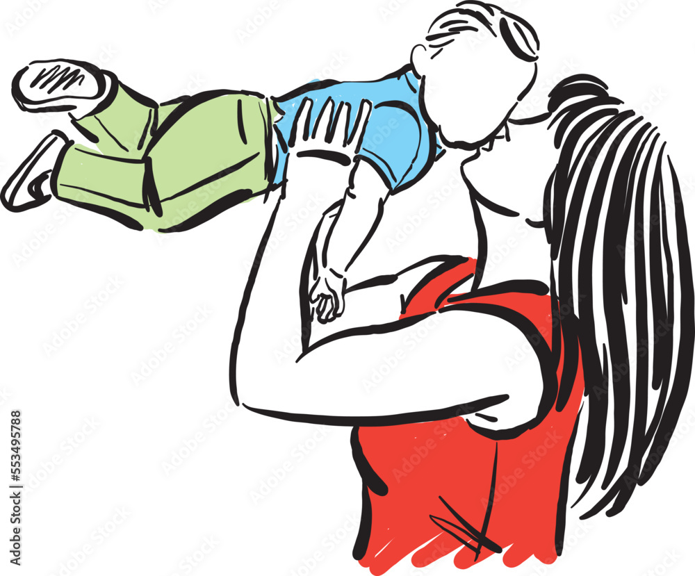 mom mother and happy kissing baby together motherhood tenderness love concept vector illustration mom mother and happy kissing baby together motherhood tenderness love concept vector illustration