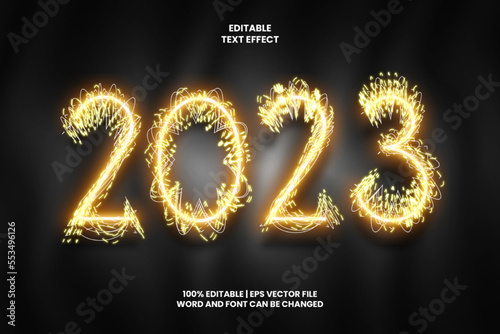 2023 New Year Fireworks Text Effect Editable