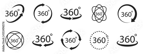 360 icon set. 360 degrees view. Vector EPS 10