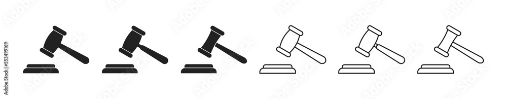 Trial hammer icon set. Judge gavel, law symbol. Vector EPS 10 Trial hammer icon set. Judge gavel, law symbol. Vector EPS 10