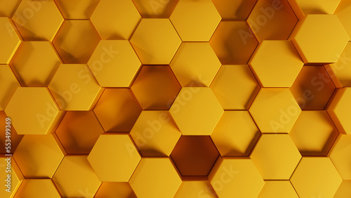 Digital background of the hexagon. Beautiful 3D render of geometry element