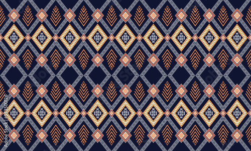 Abstract geometric ethnic pattern design for clothing, fabric, background, wallpaper, wrapping, batik. Knitwear, Pixel pattern, Embroidery style. Tribal vector texture.