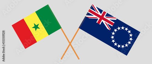 Crossed flags of Senegal and Cook Islands. Official colors. Correct proportion
