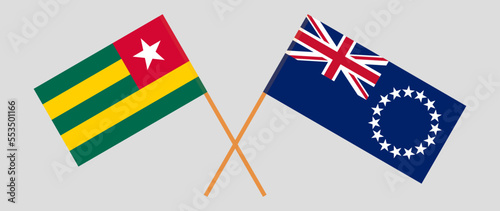 Crossed flags of Togo and Cook Islands. Official colors. Correct proportion