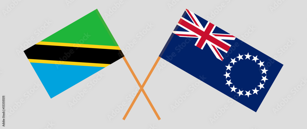 Crossed flags of Tanzania and Cook Islands. Official colors. Correct proportion Crossed flags of Tanzania and Cook Islands. Official colors. Correct proportion